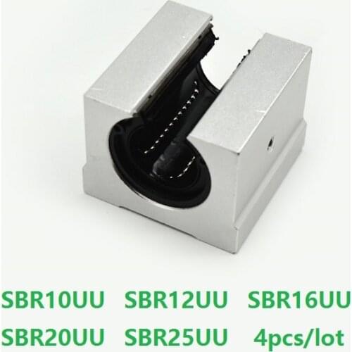 4pcs/lot SBR10UU SBR12UU SBR16UU SBR20UU SBR25UU open type linear bearing block slide unit for cnc router 3d printer