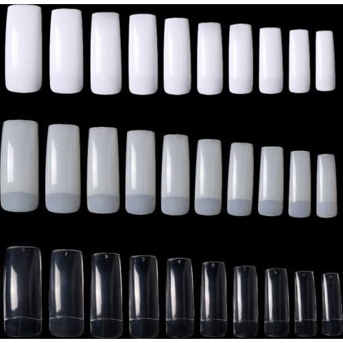 500pcs/pack French Nails Acrylic False Nail Tips Clear/White/Natural DIY Manicure Full/Half Cover Artificial Fake Nail Tips
