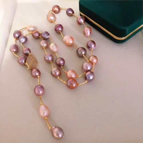 80cm Long Pearl Necklace 10-11mm Baroque Freshwater Pearl Sweater Chain Multicolor Pearl Jewelry Women Gifts