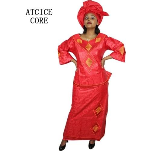 African dresses for women AFRICAN NEW FASHION DESIGN BAZIN EMBROIDERY dashiki african clothes THREE PCS ONE SET