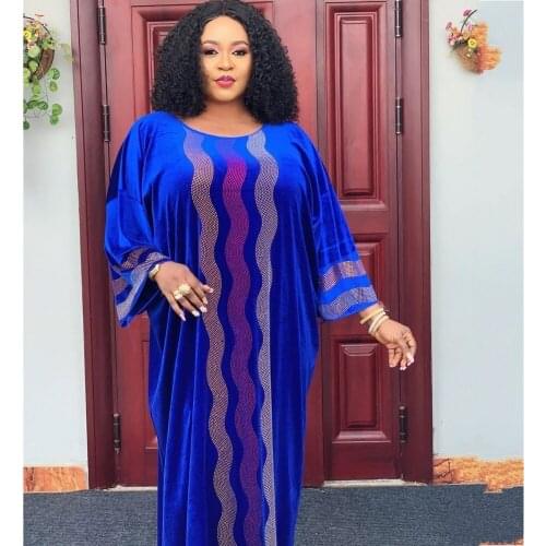 Velvet African Dresses For Women Spring Autumn Africa Clothing Muslim Long Maxi Dress High Quality Fashion African Dress Lady