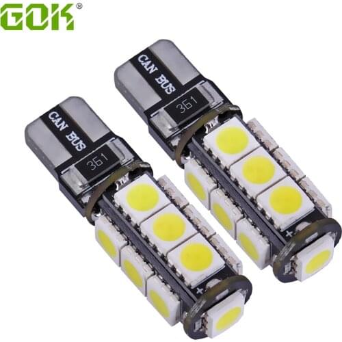 Free Shipping 2pcs/lot t10 led canbus 5050 smd car light Car LED Lamp Error Free T10 13led W5W 194 T10 13SMD White Light Bulbs