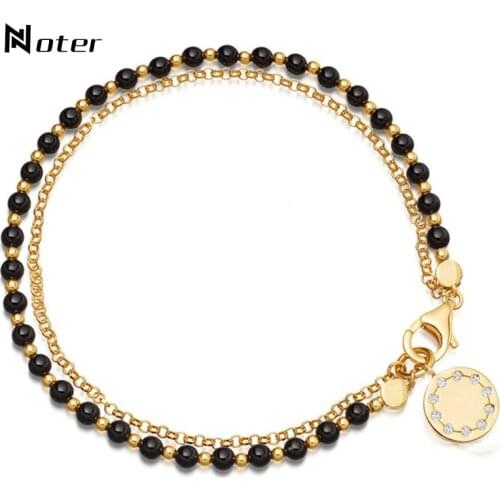 Noter Bohemian Gold Color Link Chain Bracelet Charms Small Acrylic Beads Braclet For Women Girls Hand Jewelry Accessories