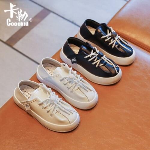 Childrens Solid 2021 New Boys' Soft-soled Lace-up Casual Shoes Girls White Shoes Single Shoes Flats Hot Casual Kids Shoes