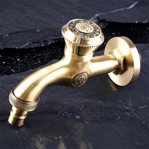 Long Garden Bibcock faucet tap crane Antique/Silver Brass Finish Wall Mount Washing Machine Water Faucet Taps