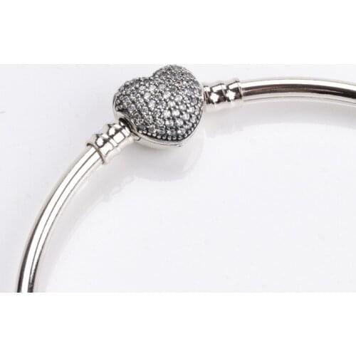 100% 925 Sterling Silver Inlaid Heart Clasp Bracelet Full Of Diamond Love Diy All Kinds Of Bracelet for Women Gift