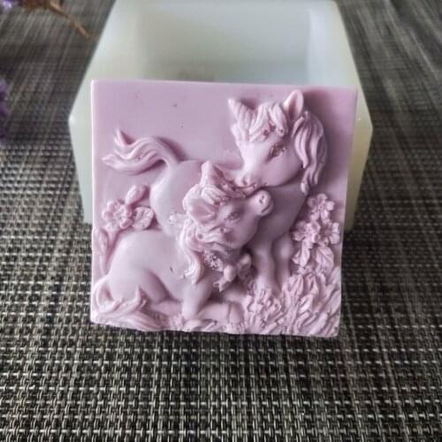 DW0143 PRZY Parent-child Horse Silicone Mold Soap Mould Handmade Soap Making Molds Candle Silicone Mold Resin Clay Mold