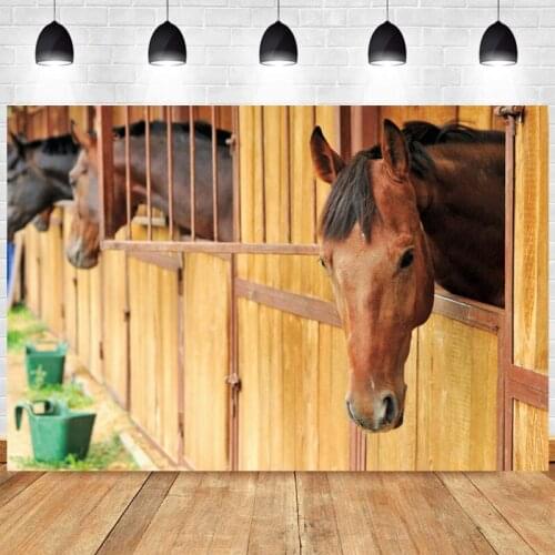 Stud-Farm Horses Scene Backdrop Farm Village Rustic Rural Theme Photo Background Cowboy Portrait Prop