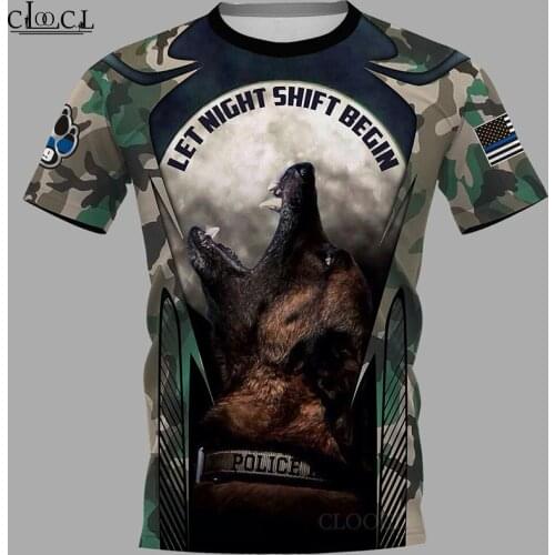 HX Popular German Shepherd T Shirt 3D Print Tops Harajuku Fashion Tees Women Mens T-Shirt Clothing Drop Shipping