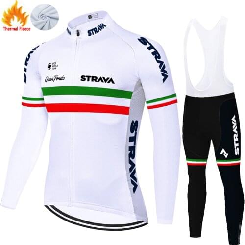 Italy STRAVA team cycling jersey Winter Thermal Fleece ​​​20D gel pad uniforme ciclismo ​warm abbigliamento ciclismo estivo 2021