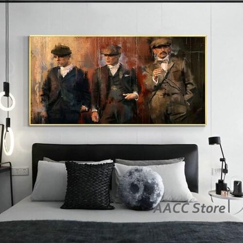 Peaky Blinders Oil Paintings Art Prints on Canvas Art Posters and Portrait of Tommy Shelby for Nordic Room Home One Piece Decor