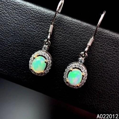 KJJEAXCMY fine jewelry natural opal 925 sterling silver luxury girl new gemstone earrings eardrop support test hot selling