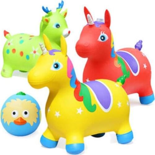 Creative Musical Rides Animal Bouncy Horse Toys Inflatable Bouncer Jumping Child Kids Inflatable Rubber Deer Boy Girl Gift