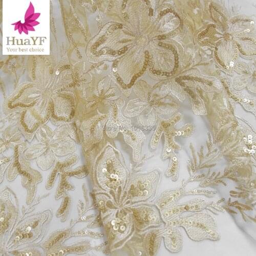 High Quality Embroidery glitter sequence African french organza sequins lace fabric for women dress 2019 Nigerian net tulle lace