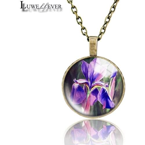 Lris Necklace 649 25mm Bronze 30mm Wood Rhinestone Double-sided Moon Round Glass Pendant For Women Gift