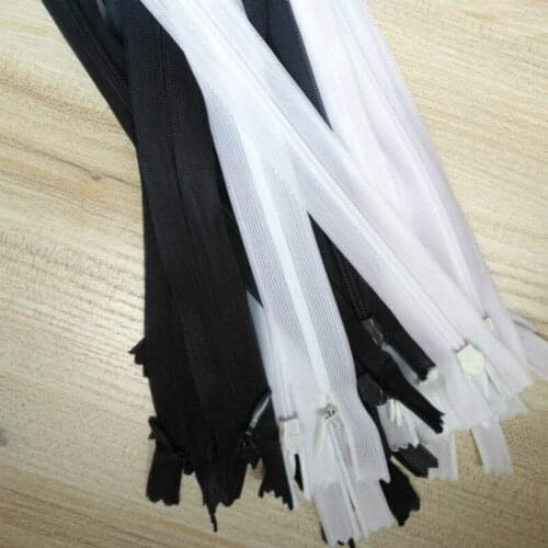50 PCS/LOT Cheap Invisible Lace Zipper 25cm WHITE/black CLOSE END FOR DRESS skirt CLOTHES Sewing Accessories
