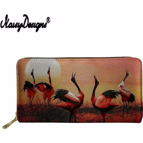 NOISYDESIGNS Leather Female Clutch Bag Purse Hand Wallet For Women Nationality Pattern Printing Ladies Multi-function Money Bag