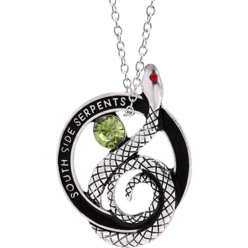 New Riverdale South Side Serpents Necklaces Retro Green Crystal Metal Pendant Necklace for Women Men Choker Badge Jewelry Gift