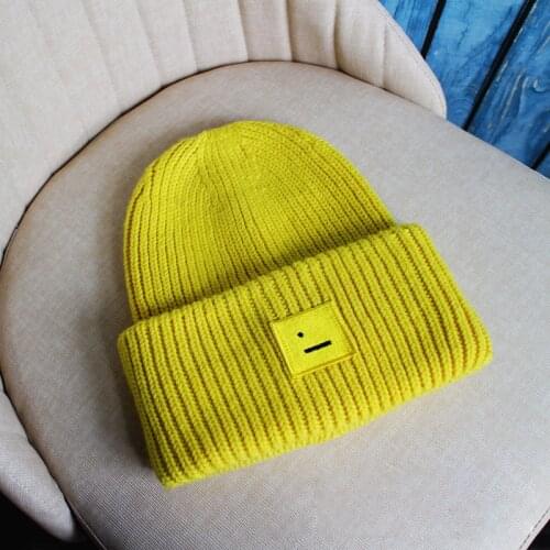 AC Studios Smiling face Beanie Skull Caps knitted Cashmere Eye Warm Couple Lovers Acne Hats Tide Street Hip-hop Wool Cap Adult