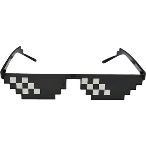 Men Women 8 Bit Coding Pixel Mosaic Glasses Sunglasses Trendy Party Funny Vintage UV400 Shades Eyewear Unisex Gift