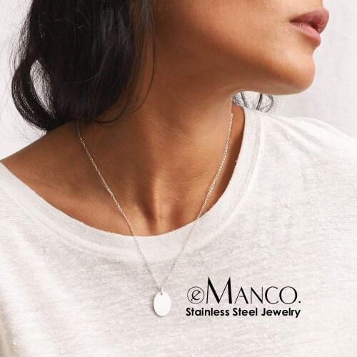 EManco Stainless Steel Necklace Jewelry Elegant 9*13mm Oval pendant Charms for Jewelry Necklace For Women Gift Choker