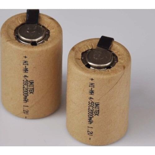 2-5PCS 4/5SC 1.2V rechargeable battery 2000mah 4/5 SC Sub C ni-mh nimh cell with welding tabs for electric drill screwdriver