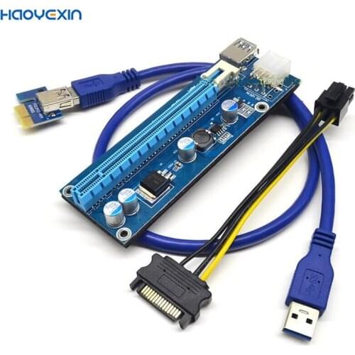 VER006C PCI-E Riser Card PCI Express PCIE 1X to 16X Extender Adapter USB 3.0 Cable SATA 15Pin to 6Pin Power for Mining Miner