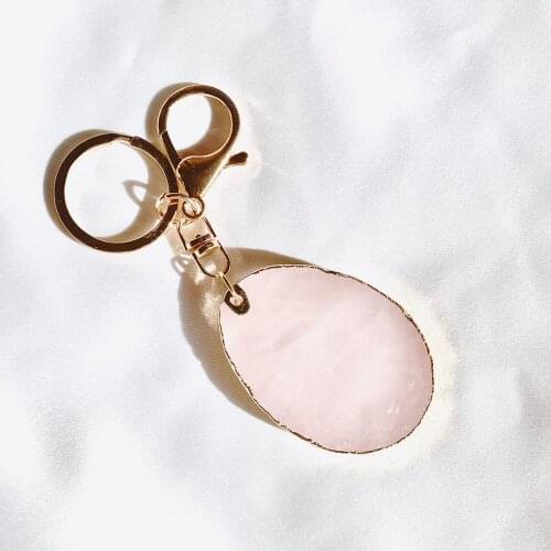 Luxury Pink Crystal Keychain Cute Stone Natural Marble Agate Personal Wedding Gift Christmas Xmas Friendship Bridesmaid Keyring