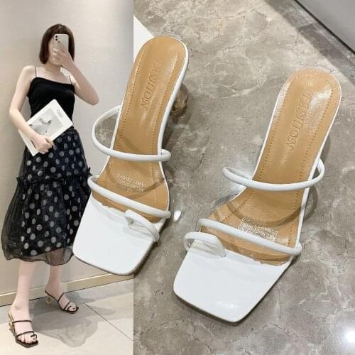 Sandals slippers Womens high-heel slippers Womens square-toed sandals and slippers are fashionable and versatile bestsellers