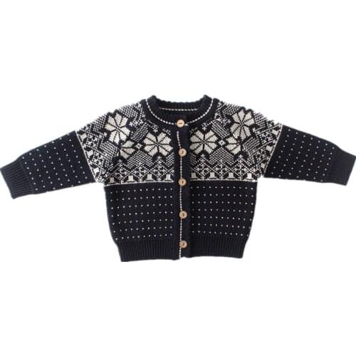 Thick Winter Christmas Snow Flake Coat Baby Boy Cardigan Newborn Black Unisex Long Sleeve Toddler Jacket Infant Clothes 204039