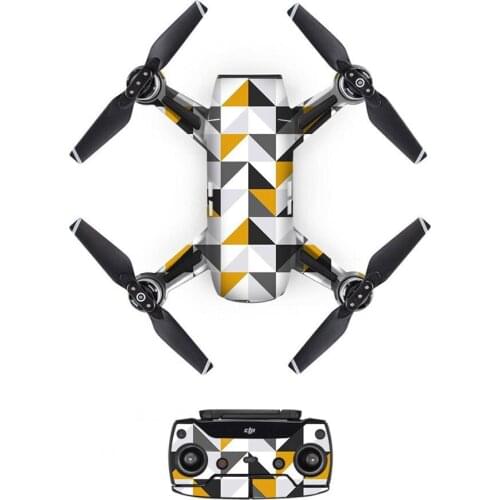 Triangle Style Decal PVC Skin Sticker For DJI Spark Drone + Remote Controllers + 3 Batteries Protection Film Cover
