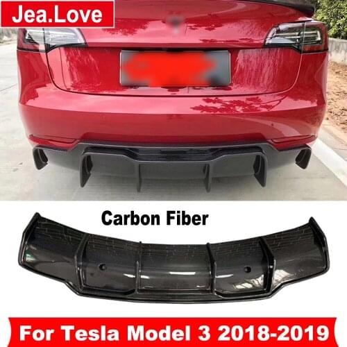 V-Type Real Carbon Fiber Rear Bumper Chin Lip Diffuser Rear decoration For Tesla Model 3 Sedan Car Tuning 2018-2019 Car Styling