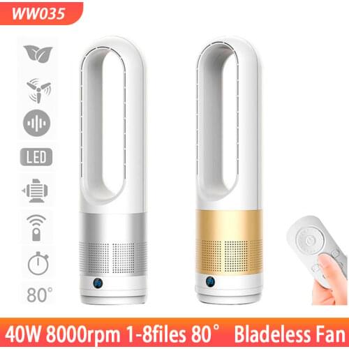 Electric Bladeless Fan Tower Fan Remote Control Timing Household Desktop Fan Mute Air Circulation Purification Safe Fan 220V 40W