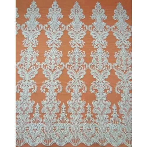Embroidery Sequins Lace Wedding Dress Fabric Nigerian Textile African Trimming Lace 10 Yards/ lot