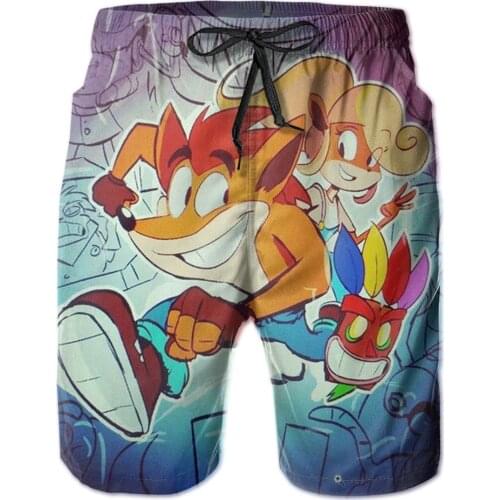 High quality Quick Dry Summer Mens Crash Bandicoot Siwmwear Beach Board Shorts For Man Swimming Shorts Beachwear