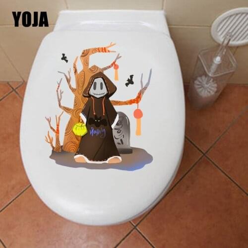 YOJA 19.8X23.3CM Cartoon Toilet Decal Wall Sticker Color Halloween Living Room Home Decor T5-1285
