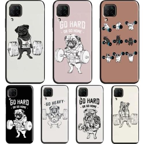 Funny Pug Lift Gym Case For Huawei P40 P30 P20 Mate 20 Lite P Smart Z 2019 2021 Nova 5T Honor 20 Pro 9X 8X