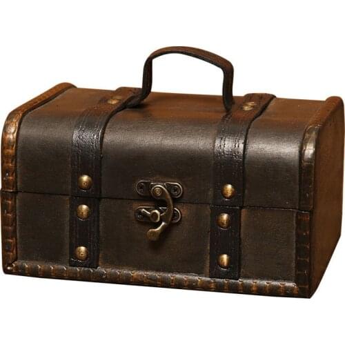 HOT SALE Retro Treasure Chest Vintage Wooden Storage Box Antique Style Jewelry Organizer for Wardrobe Jewelry Box Trinket Box Bu