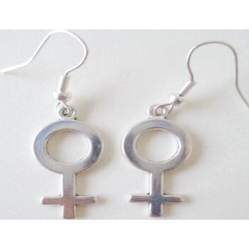 Punk Female Symbol Dangle Earring Vintage Silver Charm Gender Feminist Symbol Drop Earring Hook Women Fashion Jewelry Gift