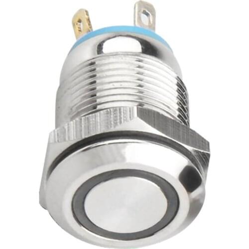 1Pc 12V Metal Push Button Switch LED Lamp Momentary Self-locking 16mm Waterproof IK08Dot Latching maintained Car Engine PC Power