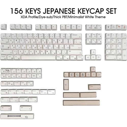 156 Keys XDA Profile PBT Keycap Minimalist White Theme Minimalist Style Suitable For Desktop Computer Tablet White Durable