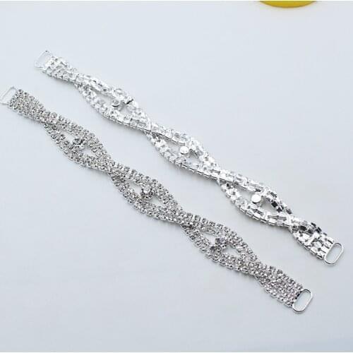 20Pcs 12cm Single Row S12 Rhinestone Decoration Chain/Bikini Connector Buckles For Shoulder Strap Clothing Dress Accessories