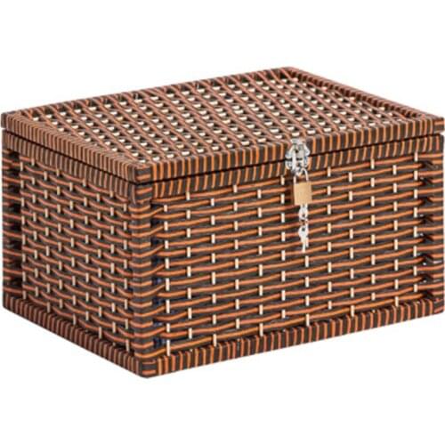 2021 New Japanese style woven storage basket drawer type household storage box with lock with lining
