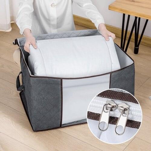 3pcs Large Non-woven Storage Bag Transparent Window Thickened Portable Folding Pillow Organize For Toys Clothes Organizing