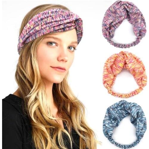 40pcs/lot DIY Simple Multi Fabrics Cross Sports Hair Bands Stretch Cotton Yoga HeadBands Hair Styling Tools Accessory HA1289