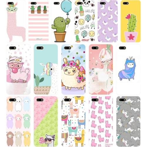 103 Cute Llama Alpaca Animals Cartoon Colorful Soft Silicone Tpu Cover phone Case for Huawei Honor 7A PRO 5.45 5.7 7C 7X Y5 2018