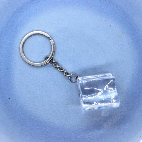 Acrylic Transparent Simulation Stereo Ice Cube Keychains Creative Fashion DIY Jewelry Gifts Bag Car Phone Pendant Accessories