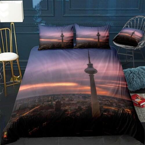 Berlin Sunset Quilt Cover Pillowcase 3Piece Comforter Bedding Set With Pillow Case Single Double Duvet Cover Home Decora
