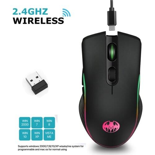 Wireless Gaming Mouse 1600DPI 12000FPS 7 Buttons RGB Back light Optical Mice with Fire Key For FPS Gamer