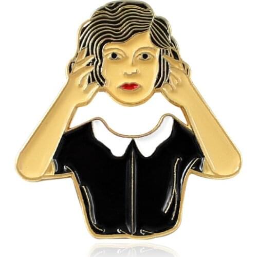 HOSENG White Black Alloy Badge Cartoon Punk Hat Backpack Enamel Jewelry Pin Gift HS_557